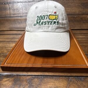 2007 Masters Golf Tournament Hat Beige Embroidered Adjustable Baseball Cap